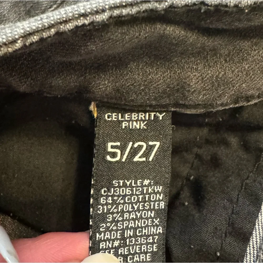 Celebrity Pink Black Faded Jean Shorts w/ Cuff; 3” inseam; size 5/27. Like new! - Picture 5 of 5